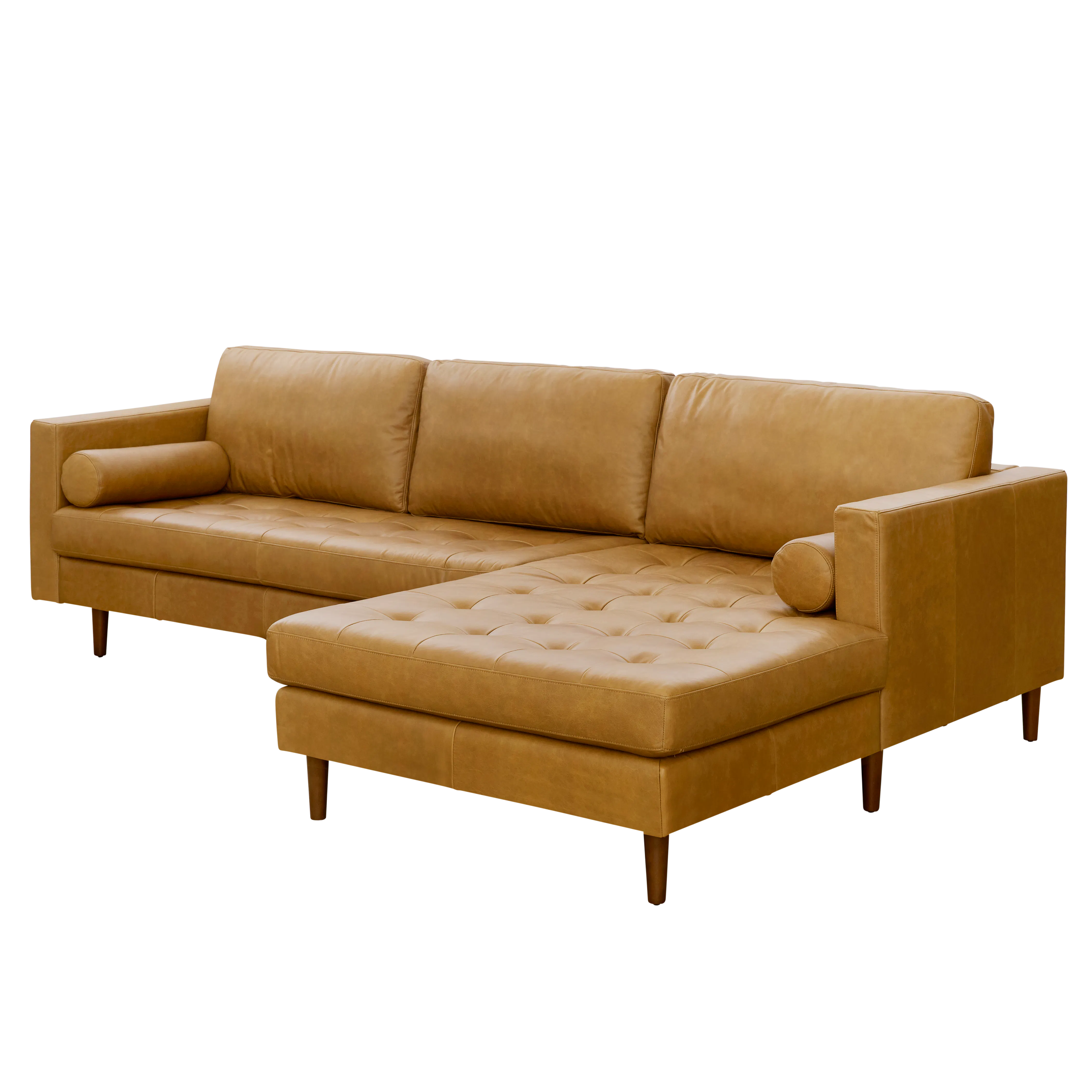 (As-is) Nolan L-Shaped Sofa - Saddle Tan (Premium Aniline Leather) Right Facing Chaise Lounge - 1 - 13
