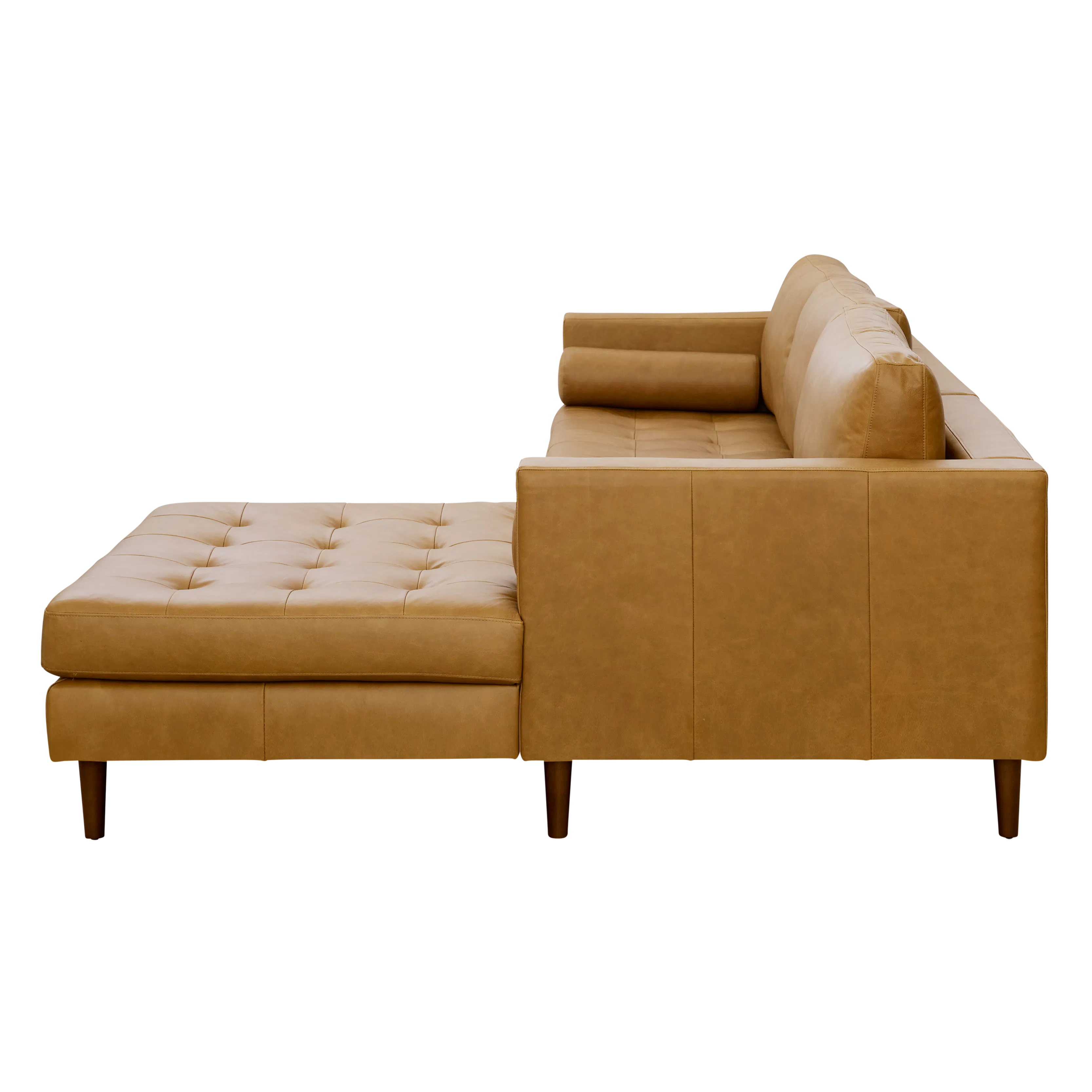 (As-is) Nolan L-Shaped Sofa - Saddle Tan (Premium Aniline Leather) Right Facing Chaise Lounge - 1 - 14
