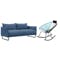 Frank 3 Seater Sofa in Denim with Acapulco Rocking Chair in White, Black, Robin Blue Mix