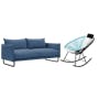 Frank 3 Seater Sofa in Denim with Acapulco Rocking Chair in White, Black, Robin Blue Mix - 0