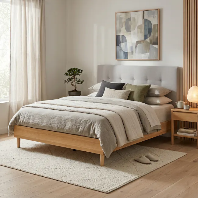 Landon Queen Bed - Natural, Light Grey - 12