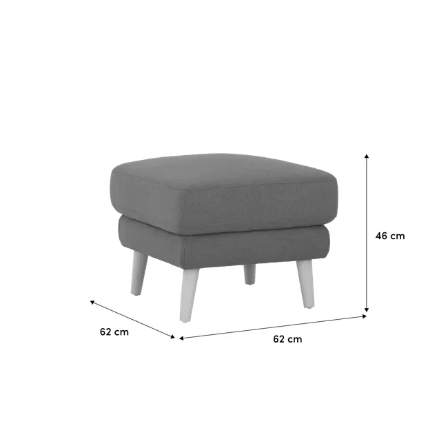 Jacob Ottoman - Slate - 3 - Grey upholstered stool, square base, three-legged design, medium height, 46 cm height, 62 cm
