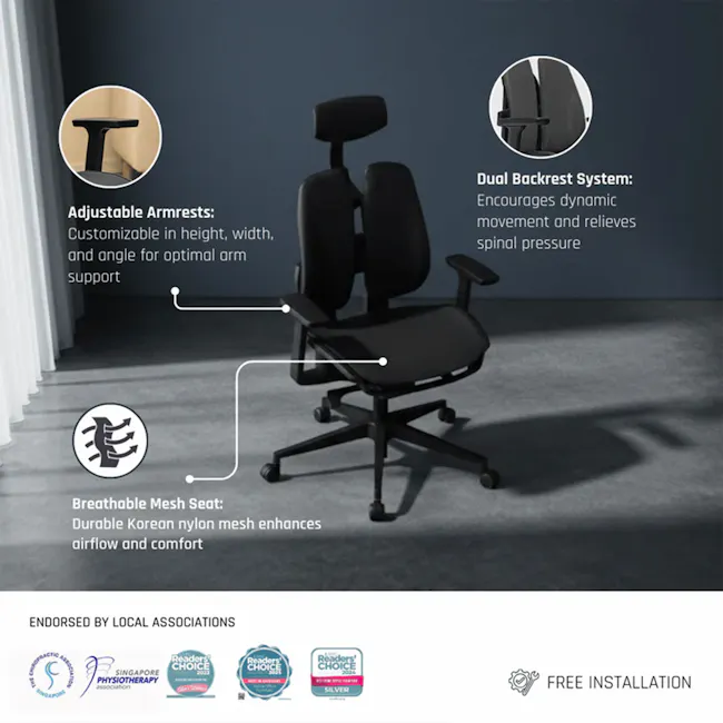 D2 Dual Comfort Chair D2-200M - Black Leather - 3