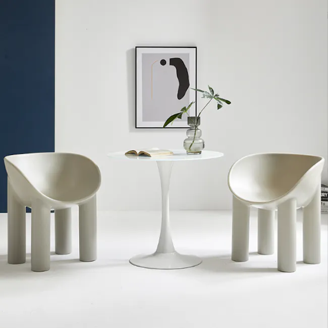 Kibo Single Scoop Seat - Grey - 3 - Minimalist modern design, contemporary furniture, sleek white table, abstract artwork