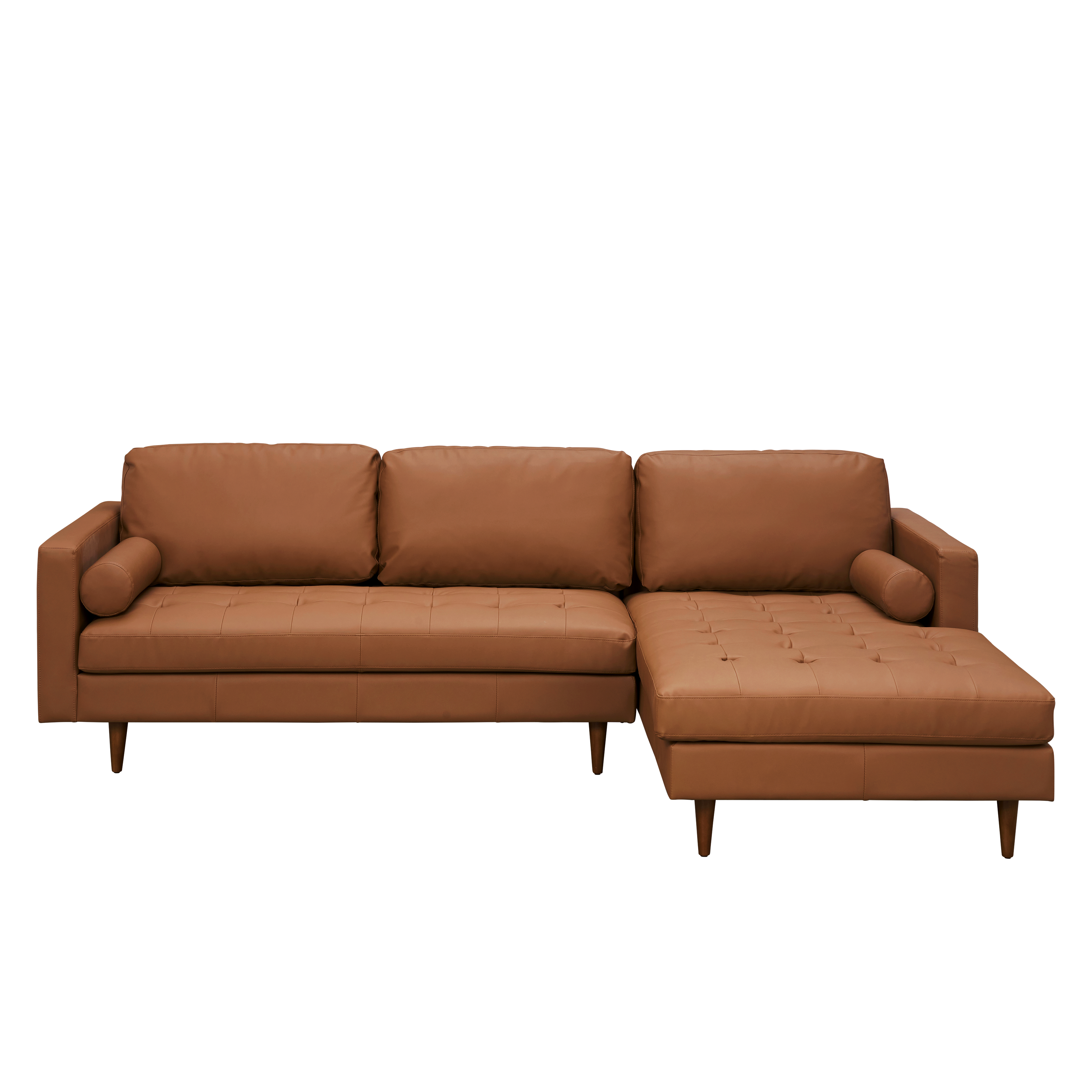 Nolan L-Shaped Sofa - Auburn Brown (Faux Leather)