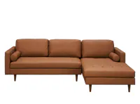 Nolan L-Shaped Sofa - Auburn Brown (Faux Leather)