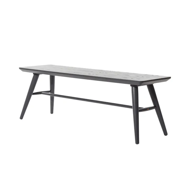 Marrim Bench 1.2m - Graphite Grey - 1 - Modern minimalist bench, sleek black metal frame, contemporary design, industrial