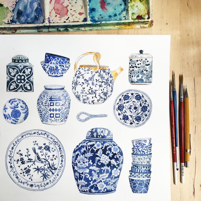 Singlapa Blue Porcelain Pouch - 3