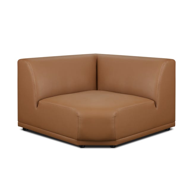 Milan Corner Unit - Caramel Tan (Faux Leather) - 9 - Leather sofa, brown leather, modern design, comfortable seating