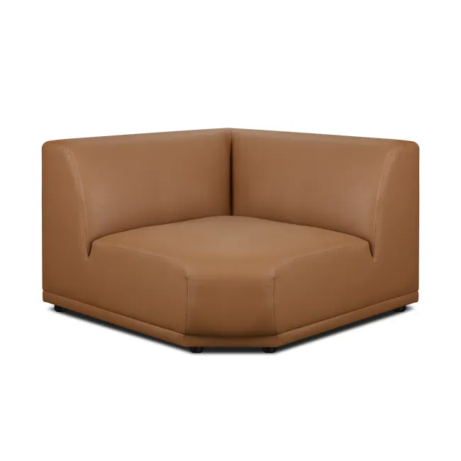 Milan Corner Unit - Caramel Tan (Faux Leather) - 9 - Leather sofa, brown leather, modern design, comfortable seating
