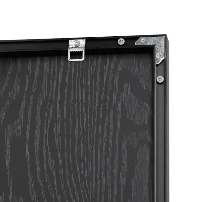Urban Silhouettes Framed Canvas 60 x 80 cm - 6 - Black-framed window with intricate wood grain pattern, Industrial-style
