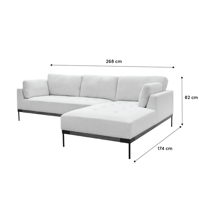 Hudson L-Shaped Sofa - Walnut, Shadow Grey - 14 - Modern minimalist white sectional sofa, 268 cm in height, 82 cm in depth