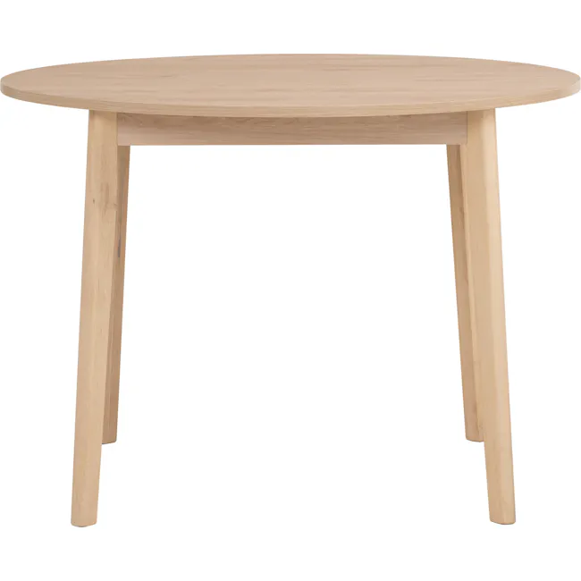 Sergio Round Dining Table 1m - Milk Oak - 3 - Light wood table with smooth finish, minimalist design, round top and straight