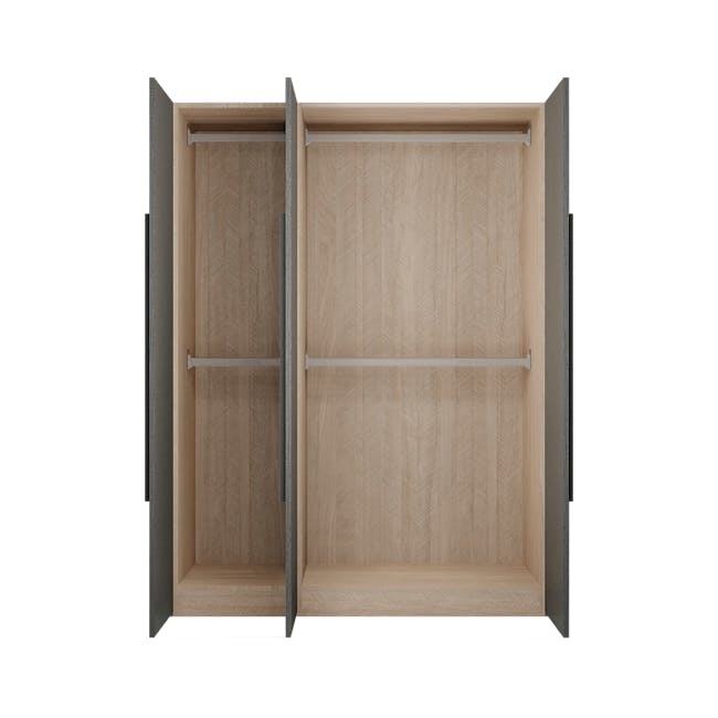 Lucca 3 Door Wardrobe 1 - Graphite Linen, Herringbone Oak - 0