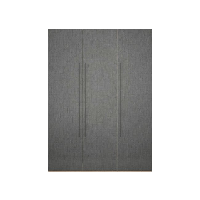 Lucca 3 Door Wardrobe 1 - Graphite Linen, Herringbone Oak - 1