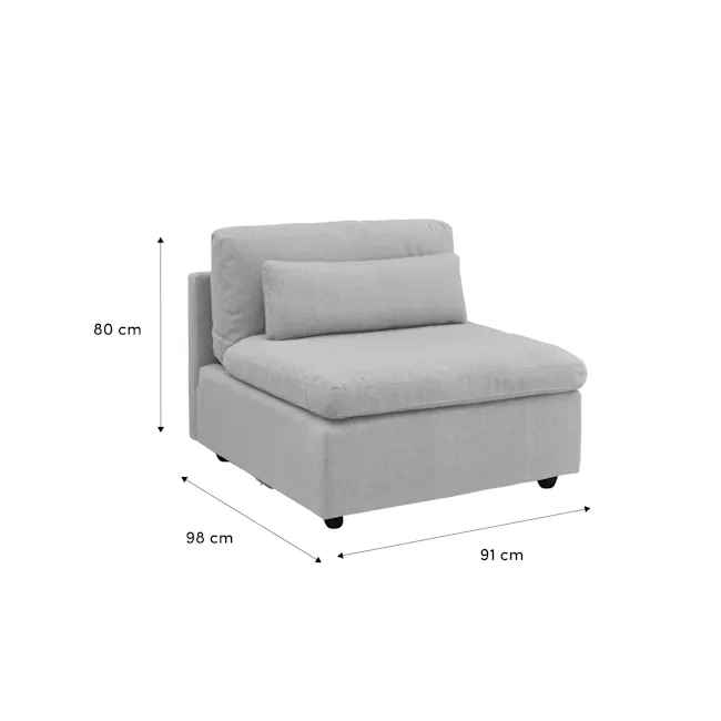 Liam 4 Seater Extended Sofa - Ivory (Fabric) - 20 - Grey upholstered sofa, 80 cm height, 98 cm width, 91 cm depth, 2-seater