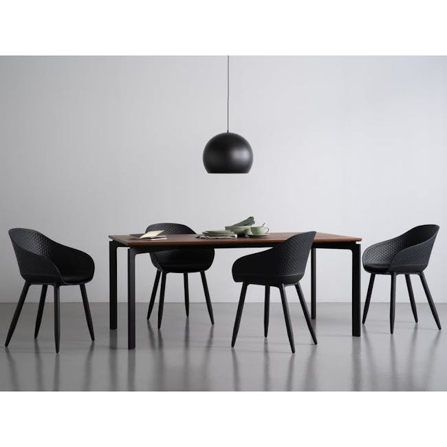 Navid Dining Table 1.8m in Walnut with 4 Ormer Dining Chairs in Titanium - 2