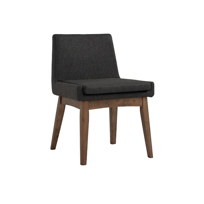 Fabian Dining Chair - Cocoa, Seal (Fabric) - 1 - Dark gray upholstered chair, wooden legs, minimalist design, modern style