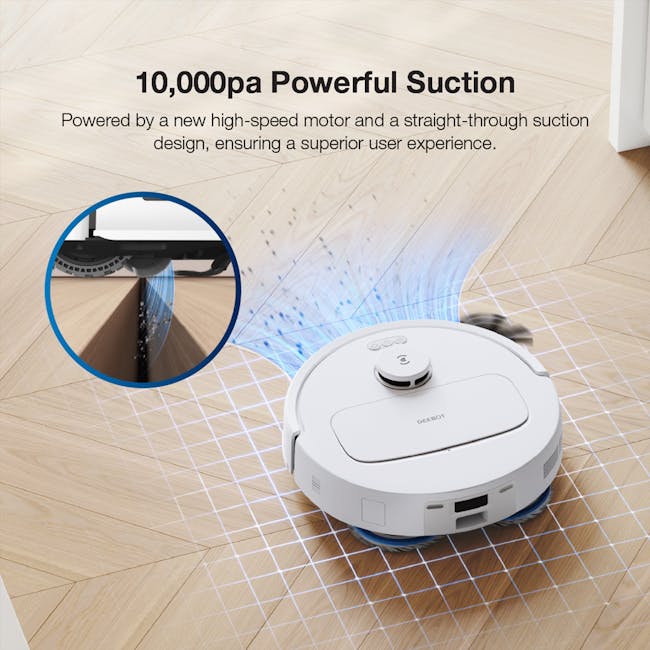Ecovacs Deebot N30 Pro Omni - White - 6 - Powerful suction robot with 10, 000pa high-speed motor, Sleek design and