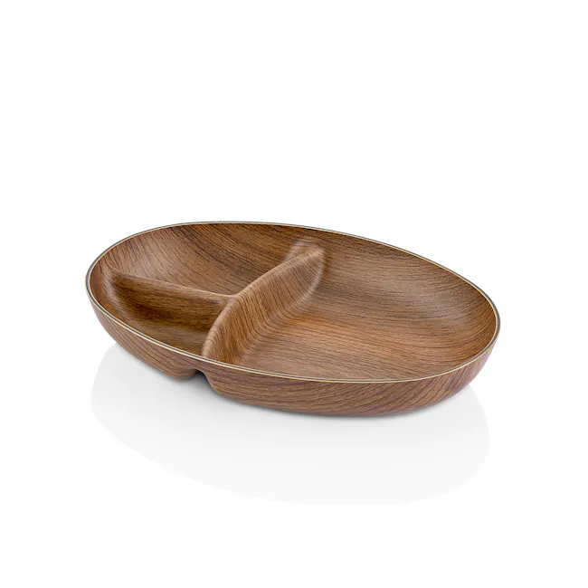 Evelin Tokyo Oval Plate - 1 - Wooden bowl with smooth, curved edges, elegant design, rich brown finish, minimalist style