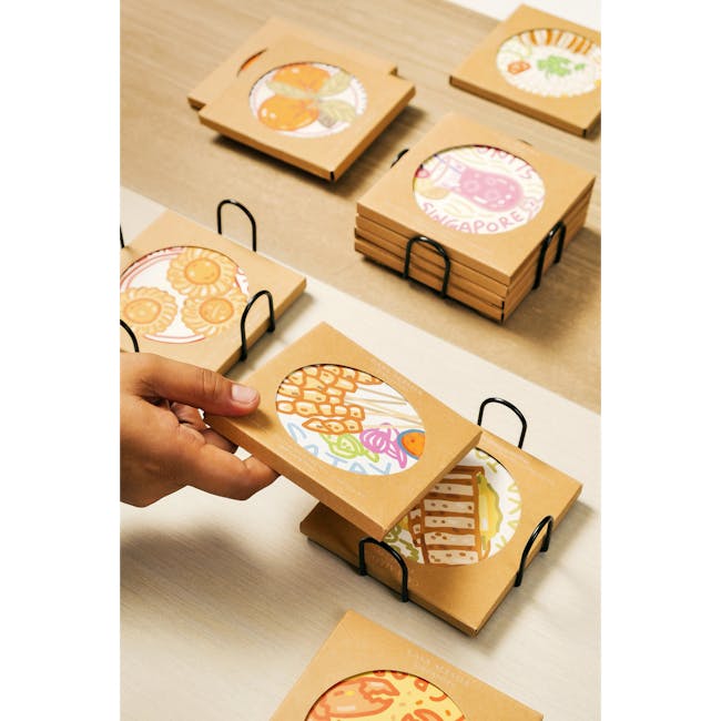 Diatomite Coasters - Hawker Hits (Chicken Rice, Satay, Chilli Crab, Kaya Toast) - 10