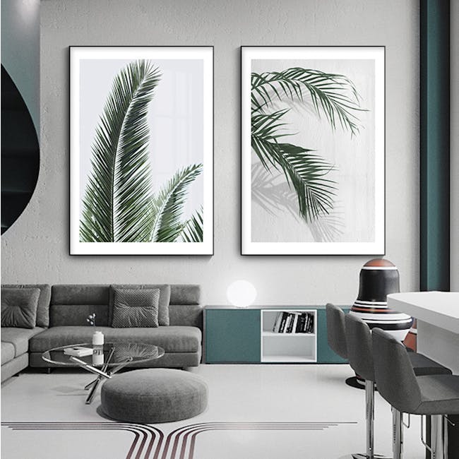 Palm Tree Canvas Print with Black Frame 30cm x 40cm - I - 3