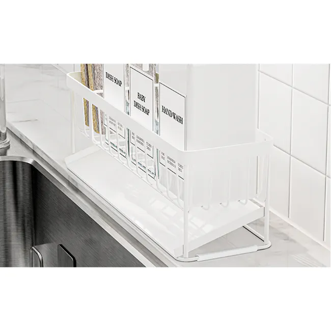 ESSENTIALS Sink Storage Sponge Rack Shelf with Hanger 30cm - White - 4