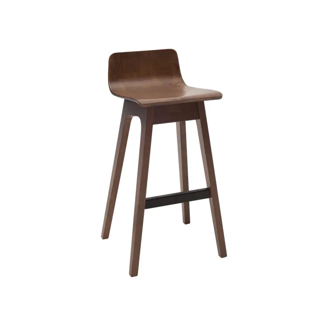 Ava Low Back Bar Chair - Walnut - 1 - Wooden chair, minimalist design, modern furniture, sleek chair, high back, curved