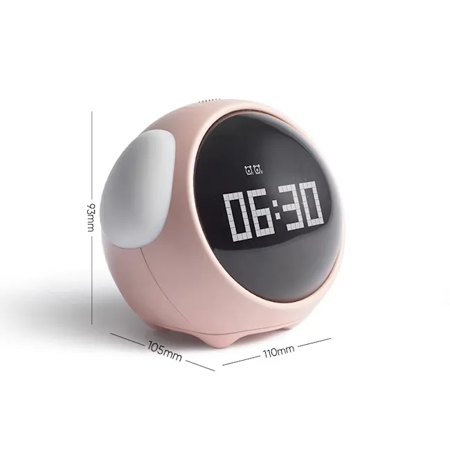 Zuno Kids Emoji Table Alarm Clock + Night Light - Pink - 9