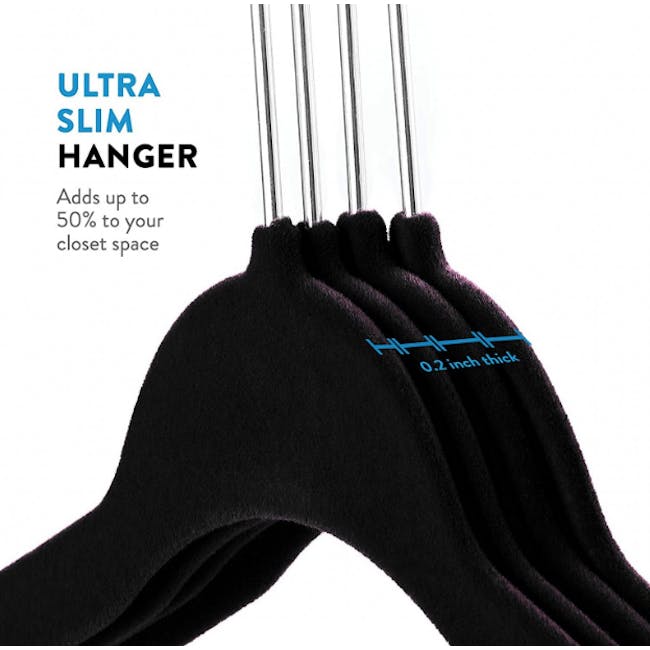 Velvet Clothes Hangers (Set of 10) - Black - 2