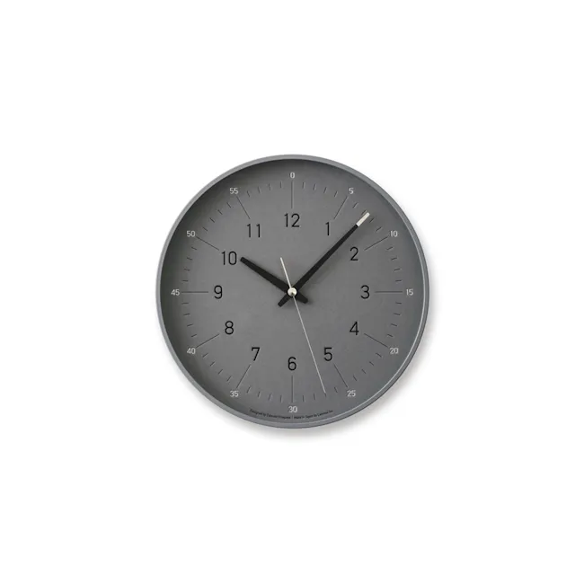 Essent Clock - Gray - 1 - Modern minimalist wall clock with black and gray tones, Elegant wall clock featuring a simple