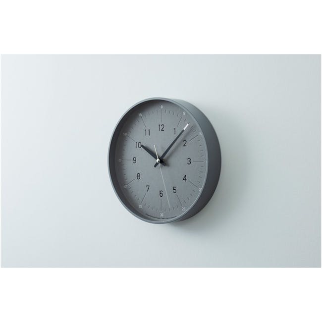 Essent Clock - Gray - 5 - Modern wall clock with minimalist design, Elegant round wall clock with black hands, Gray wall