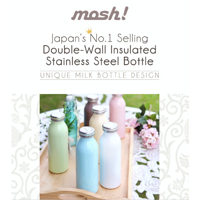 MOSH! Double-walled Stainless Steel Bottle 450ml -  Lite Purple - 3