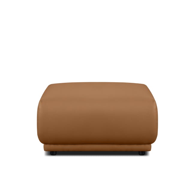 Milan 3 Seater Sofa with Ottoman - Caramel Tan (Faux Leather) - 12