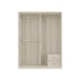 Lorren Sliding Door Wardrobe 2 with Mirror - Matte White, White Oak - 1