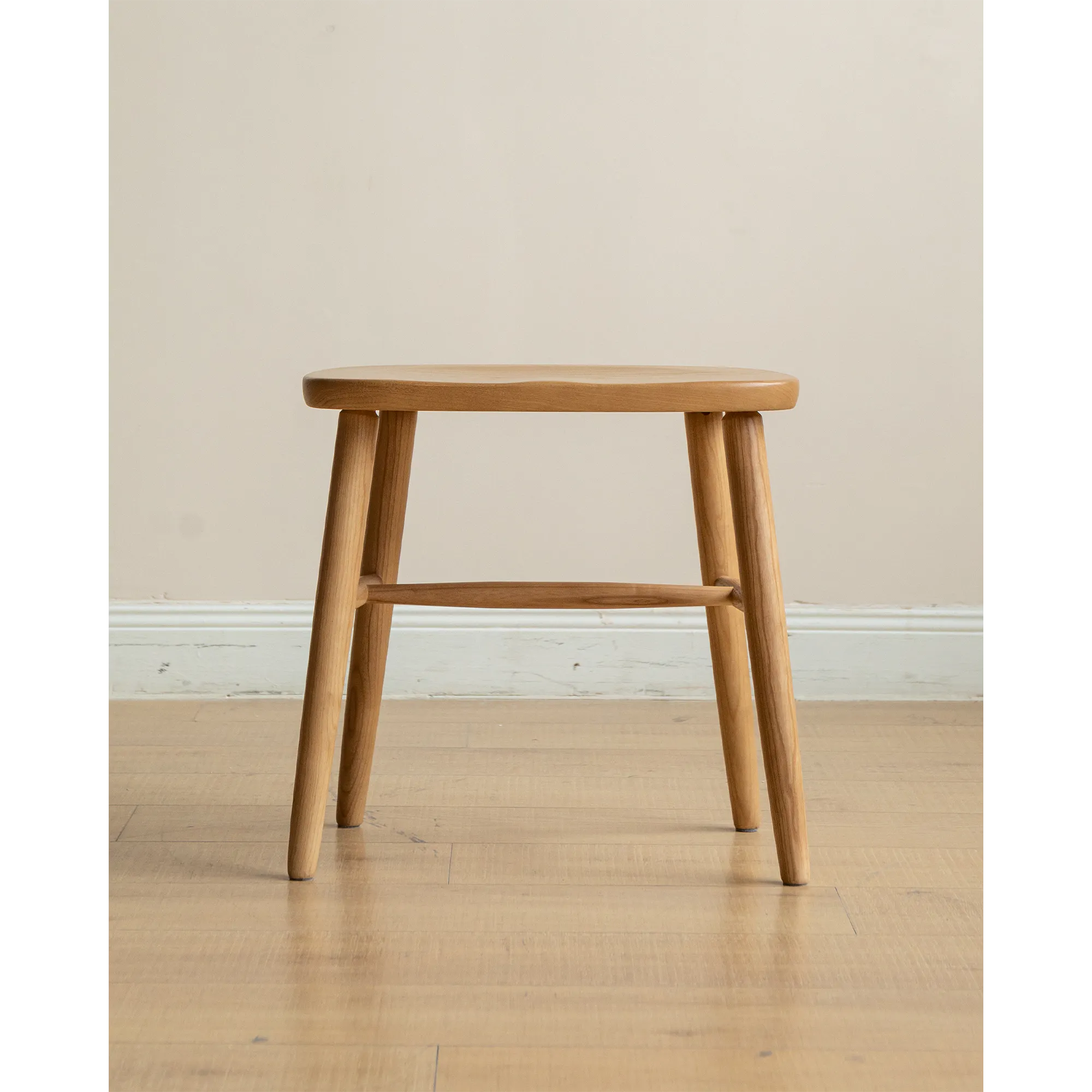Pete Stool - Oak - 11 - Wooden stool, minimalist design, natural wood finish, simple structure, round seat, sturdy legs