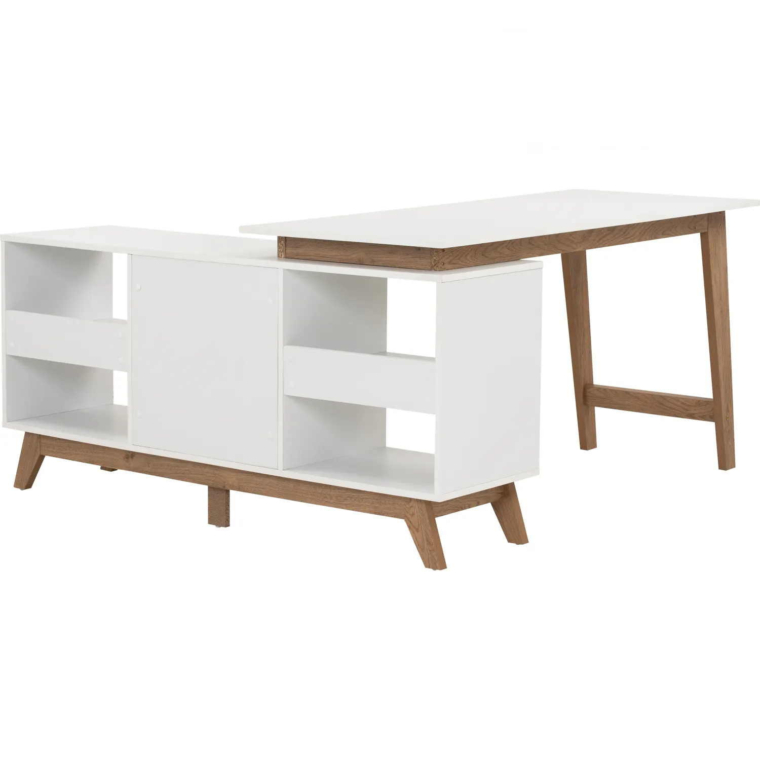 (As-is) Miah Study Table 1.4m - Natural, White - 2 - 13