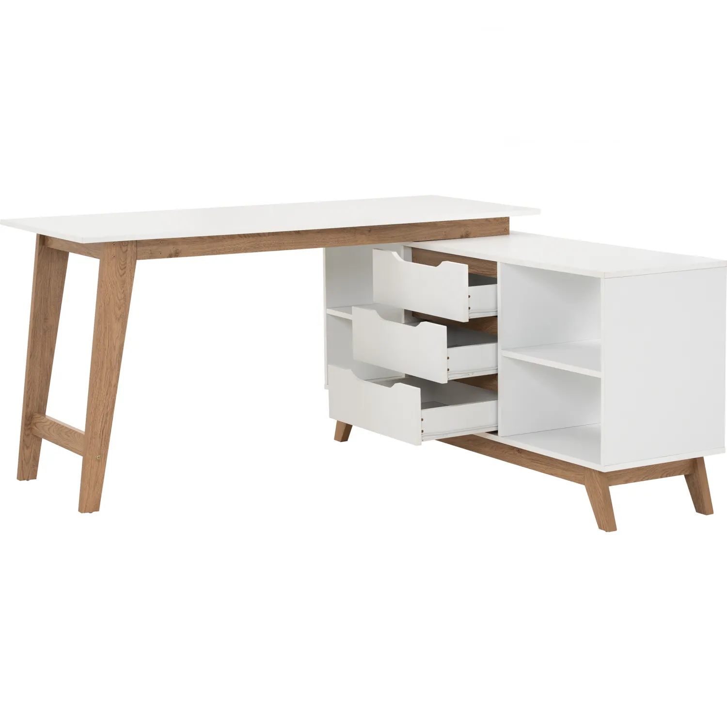 (As-is) Miah Study Table 1.4m - Natural, White - 2 - 10