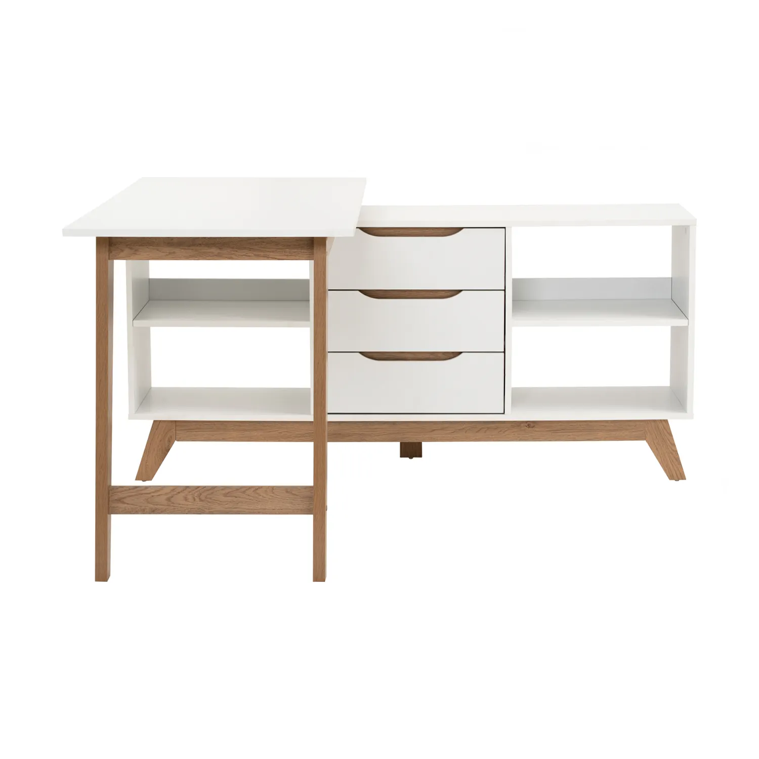 (As-is) Miah Study Table 1.4m - Natural, White - 2 - 11