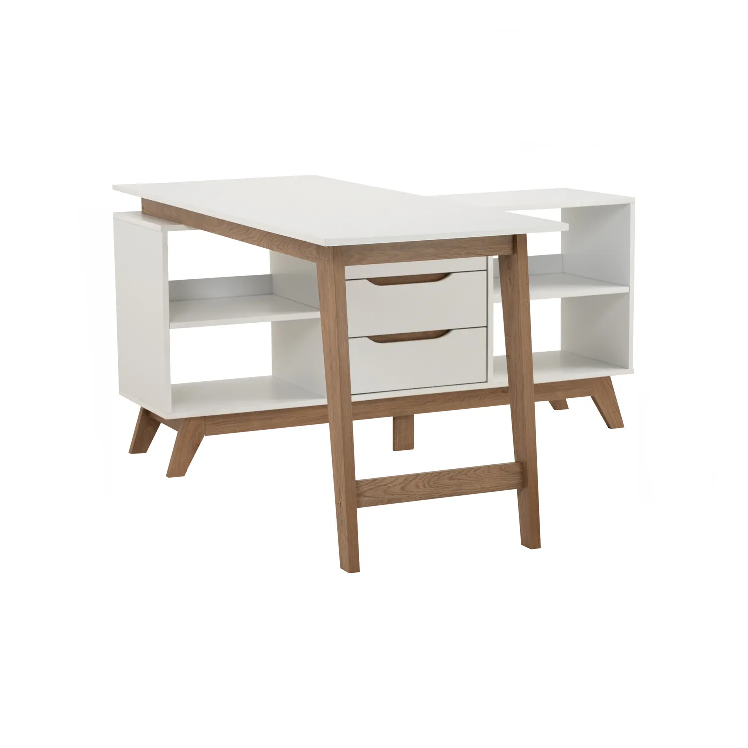 (As-is) Miah Study Table 1.4m - Natural, White - 2 - 12