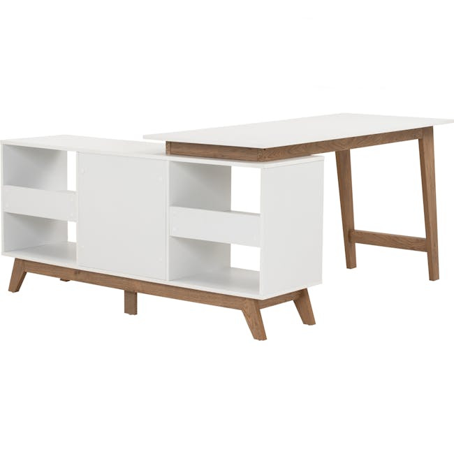 Miah Study Table 1.4m - Natural, White - 7