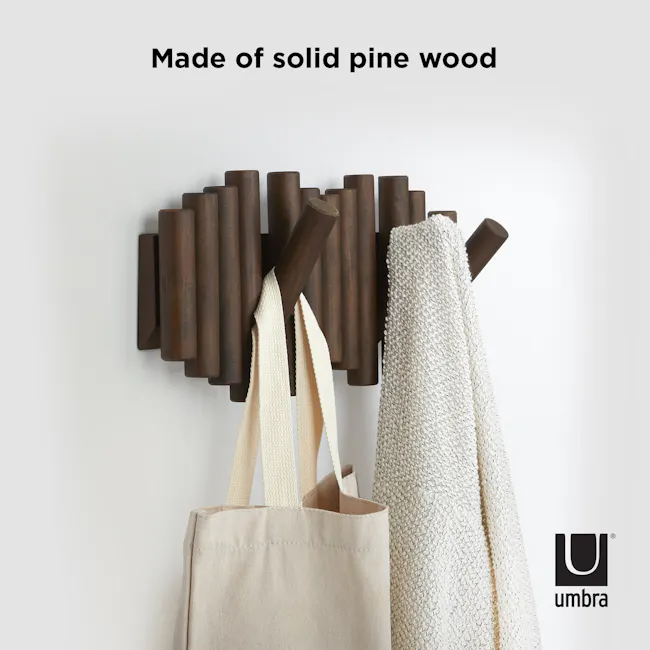Picket 5 Wall Hook - Aged Walnut - 5 - Solid pine wood, durable construction, natural materials, eco-friendly, handmade