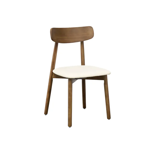 Lowell Dining Chair - Walnut, Ivory (Faux Leather) - 1