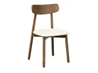 Lowell Dining Chair - Walnut, Ivory (Faux Leather)