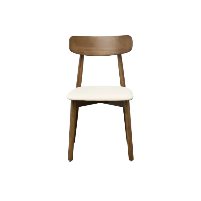 Lowell Dining Chair - Walnut, Ivory (Faux Leather) - 4