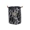 Marble Laundry Basket With Leather Handle - Black