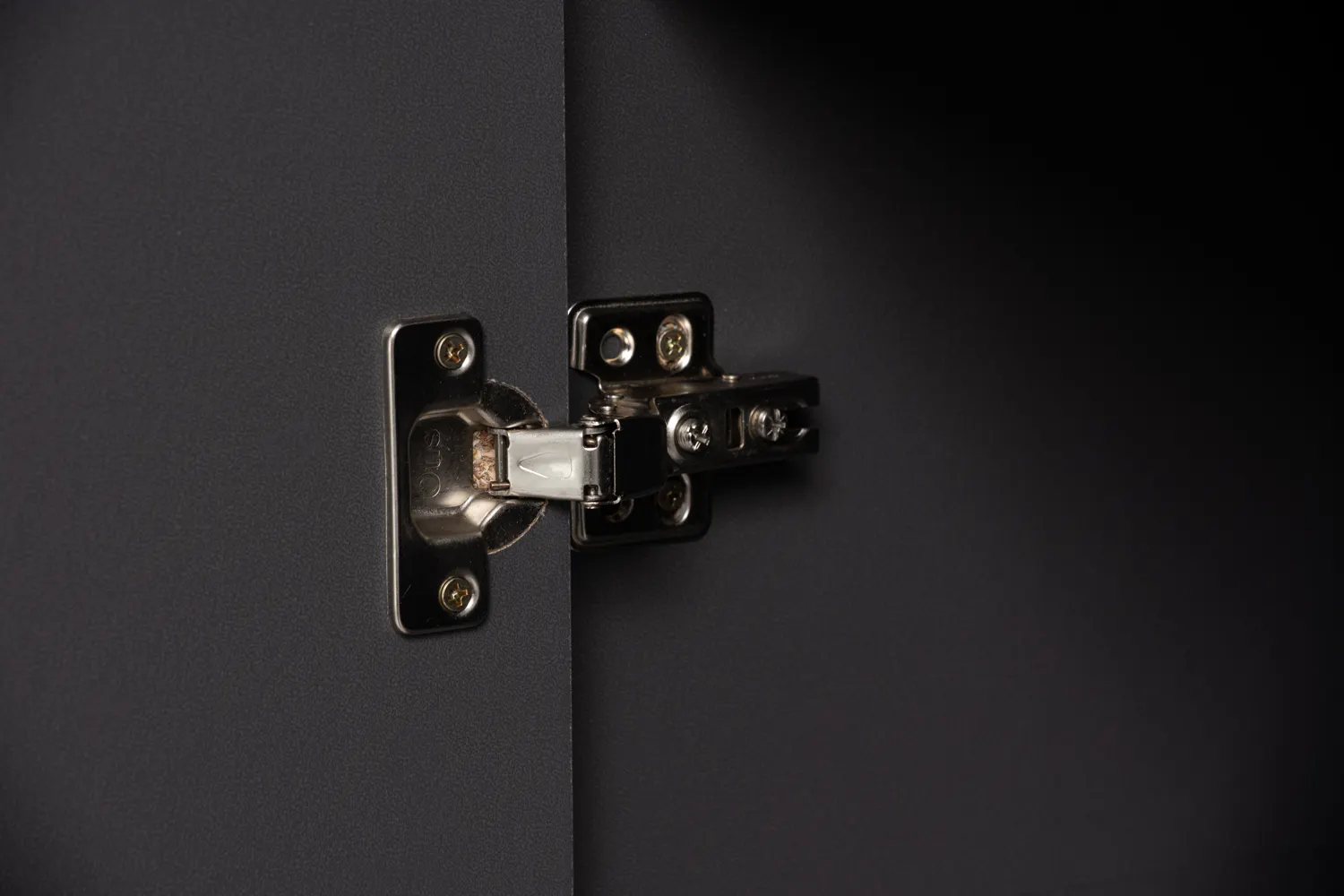 Volos Tall Cabinet 0.8m - 10 - Metallic hinge, black background, industrial design, sturdy construction, metal frame