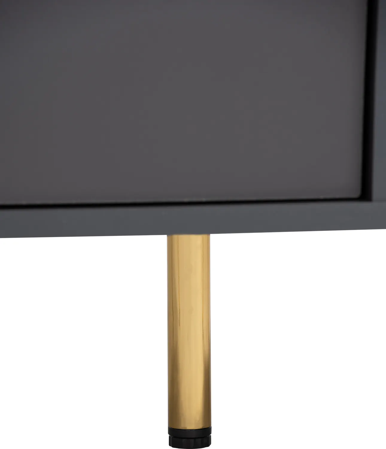 Volos Tall Cabinet 0.8m - 14 - Gold metallic cylindrical base, black surface above, sleek design, modern aesthetic