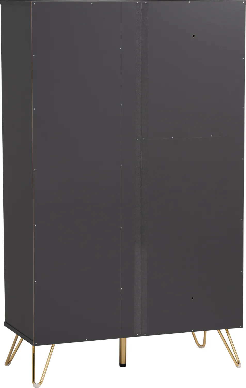 Volos Tall Cabinet 0.8m - 12 - Dark gray cabinet with gold legs, minimalist design, modern aesthetic, sleek structure