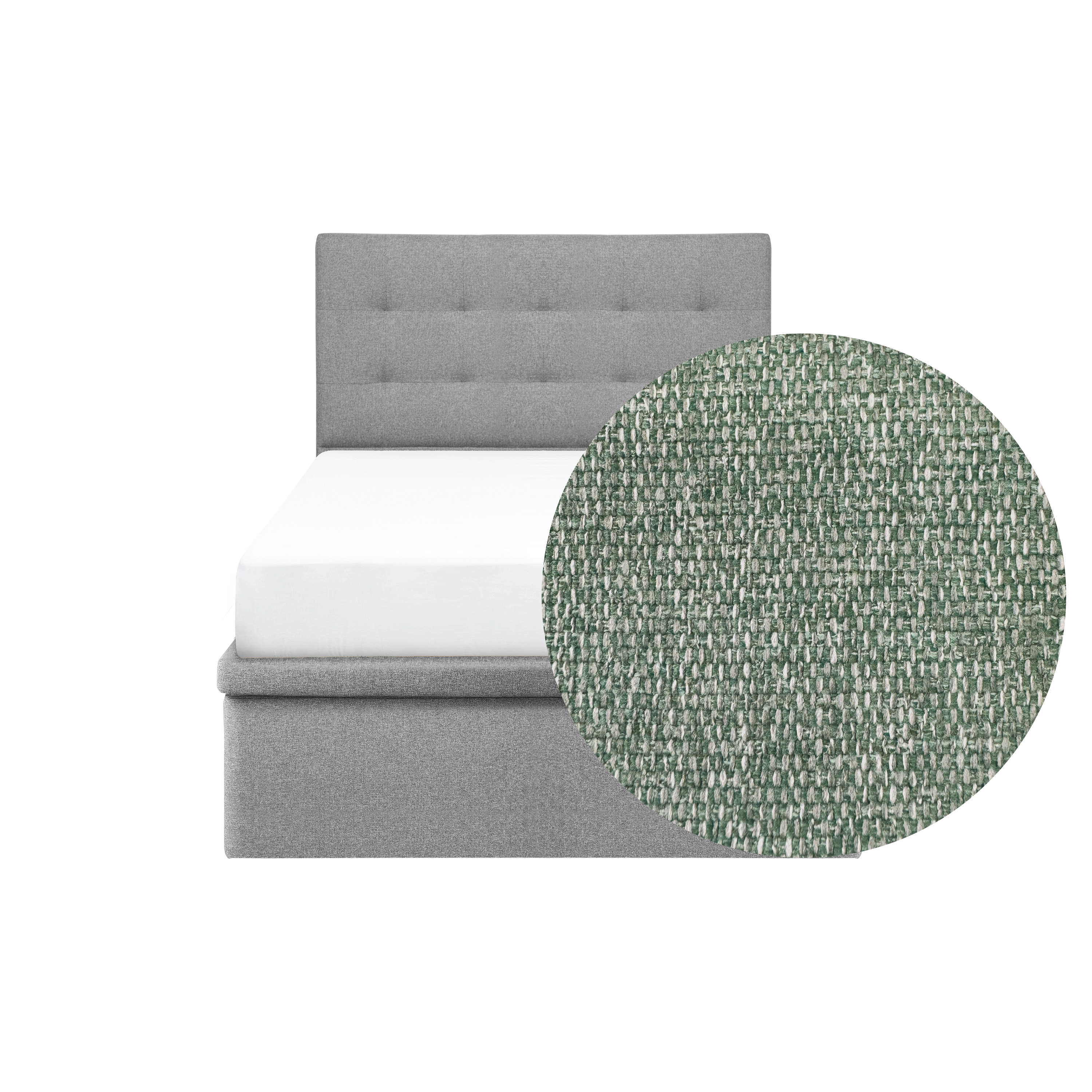 ESSENTIALS Super Single Headboard Storage Bed - Forest (Eco Clean Fabric)